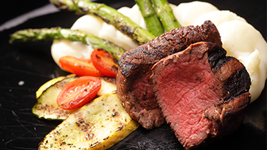 filet with mashed potatoes and vegetables