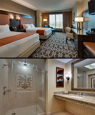 shot of double room with bathroom underneath