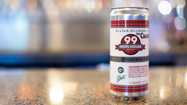 99 hops house crowler on counter