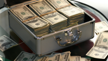 Briefcase with money inside of it.