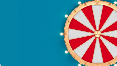 Blue background with a wheel of fortune 