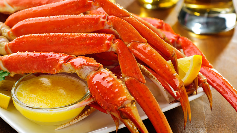 crab legs with ramekin of butter